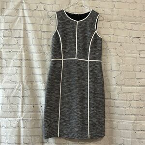 Lafayette Navy Tweed Dress with White Piping SZ 6